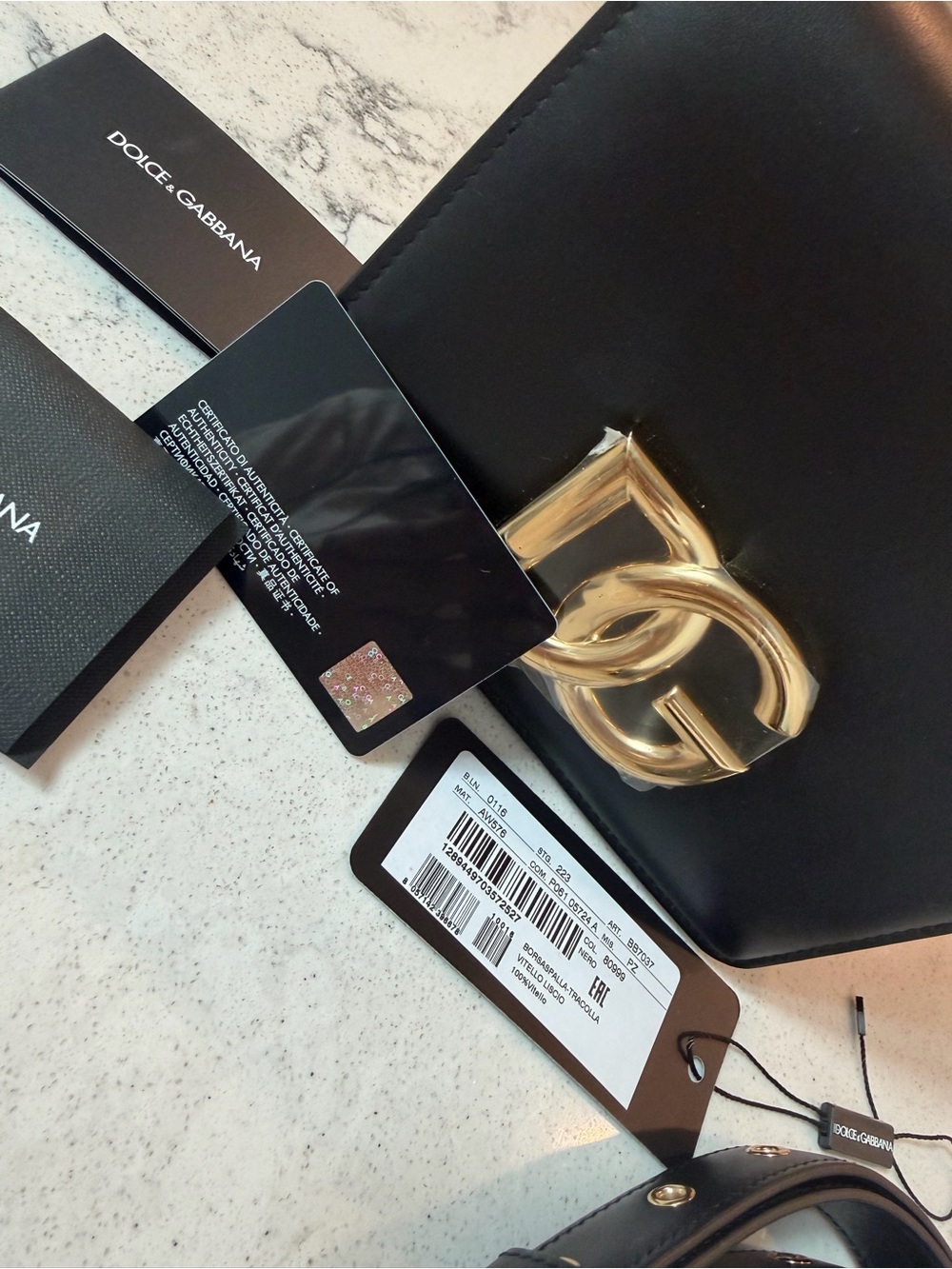 Dolce & Gabbana Black Leather Card & Key Holder with Gold DG Logo - Picture 7 of 7